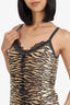 Escada Animal Print Lace Trimmed V-Neck Cardigan With Tank Top Set Size 40