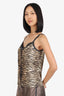 Escada Animal Print Lace Trimmed V-Neck Cardigan With Tank Top Set Size 40