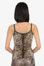 Escada Animal Print Lace Trimmed V-Neck Cardigan With Tank Top Set Size 40