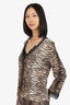 Escada Animal Print Lace Trimmed V-Neck Cardigan With Tank Top Set Size 40