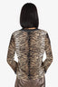 Escada Animal Print Lace Trimmed V-Neck Cardigan With Tank Top Set Size 40
