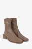 Acne Studios Taupe Logo Leather Square Toe Ankle Boots Size 38