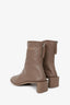 Acne Studios Taupe Logo Leather Square Toe Ankle Boots Size 38