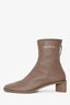 Acne Studios Taupe Logo Leather Square Toe Ankle Boots Size 38