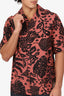 Jil Sander Terracotta/Black Floral Print Short Sleeves Shirt Size 46 Mens