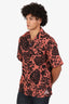 Jil Sander Terracotta/Black Floral Print Short Sleeves Shirt Size 46 Mens