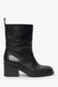 Bally Black Leather Biker Block Heeled Boots Size 9