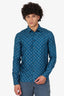 Amiri Blue Silk Printed Button Down Shirt Size M Mens