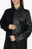Peter Do Black Leather/Suede Button Down Shirt Size L