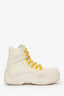 Bottega Veneta White/Yellow Lace Up Combat Boots Size 42