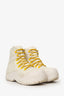 Bottega Veneta White/Yellow Lace Up Combat Boots Size 42