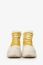Bottega Veneta White/Yellow Lace Up Combat Boots Size 42