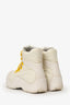 Bottega Veneta White/Yellow Lace Up Combat Boots Size 42