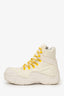 Bottega Veneta White/Yellow Lace Up Combat Boots Size 42