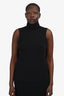 L'Agence Black Cotton Blend Ribbed Sleeveless Turtleneck Top Size L
