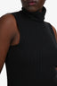 L'Agence Black Cotton Blend Ribbed Sleeveless Turtleneck Top Size L