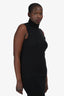 L'Agence Black Cotton Blend Ribbed Sleeveless Turtleneck Top Size L