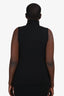 L'Agence Black Cotton Blend Ribbed Sleeveless Turtleneck Top Size L