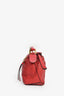 Loewe Red Leather Small Puzzle Bag with Strap