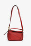 Loewe Red Leather Small Puzzle Bag with Strap