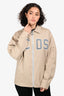 GCDS Beige Cotton Logo Zip-Up Jacket Size M