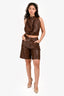 Cult Gaia Brown Vegan Leather 'Megan' Halter Top + Shorts Set Size 4