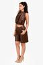 Cult Gaia Brown Vegan Leather 'Megan' Halter Top + Shorts Set Size 4