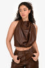 Cult Gaia Brown Vegan Leather 'Megan' Halter Top + Shorts Set Size 4