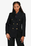 Golden Goose Black Wool Gold Button Double Breasted Blazer Size 40