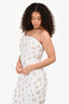 Milly White Strapless Flower Sequin Maxi Dress Size 6