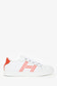 Hermès White/Orange Leather 'Avantage' Sneakers Size 37