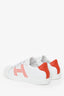 Hermès White/Orange Leather 'Avantage' Sneakers Size 37