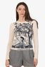 Christian Dior Cream/Black Cashmere 'La Roue De La Fortune' Embroidered Sweater Size 2