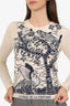 Christian Dior Cream/Black Cashmere 'La Roue De La Fortune' Embroidered Sweater Size 2
