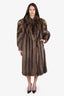 Vintage Brown Raccoon Fur Long Coat Estimated Size M