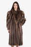 Vintage Brown Raccoon Fur Long Coat Estimated Size M