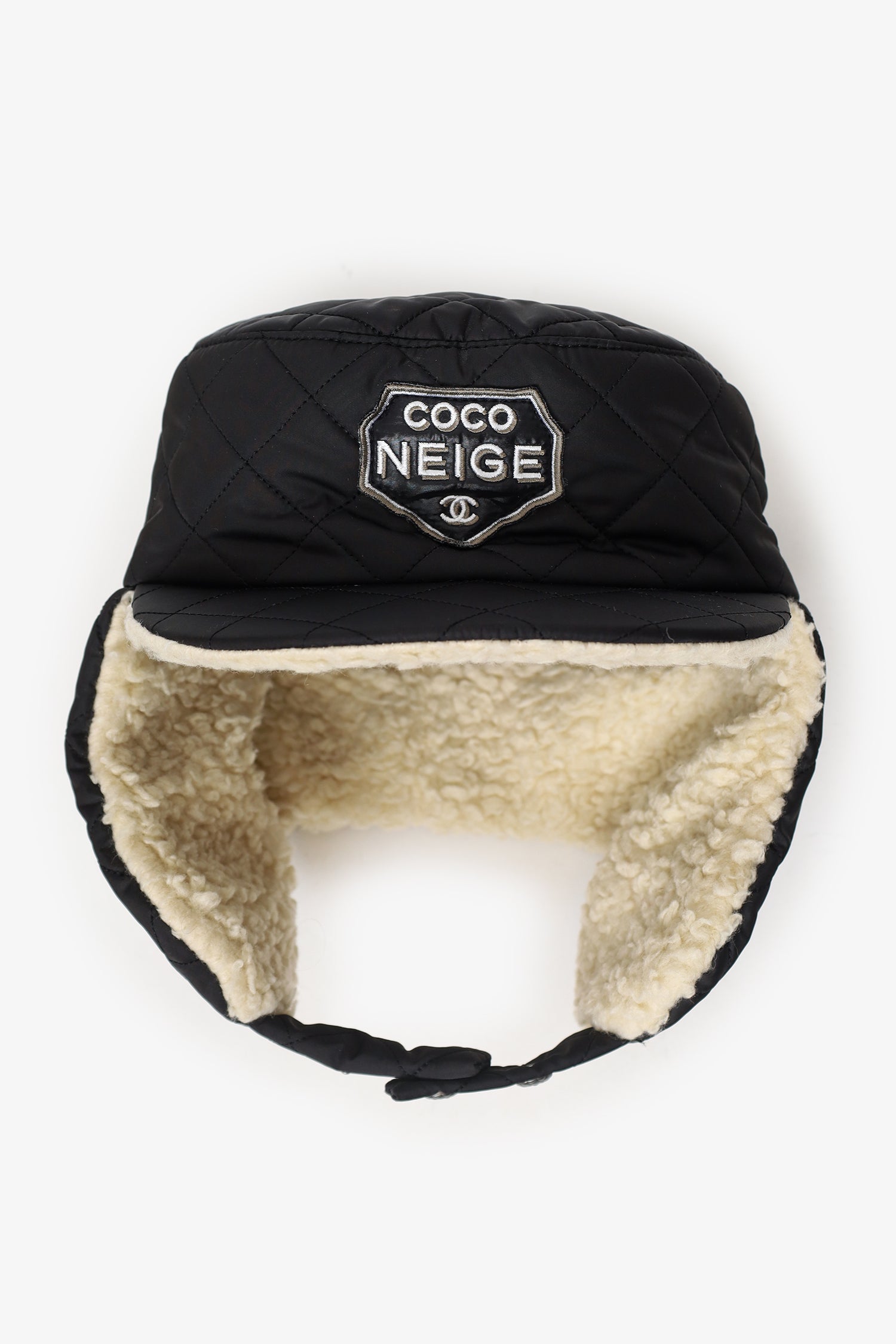 Pre-Loved Chanel™ Black Quilted Trapper 'Coco Neige' Hat With