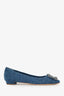 Manolo Blahnik Blue Woven Hangisi Crystal Flat Size 36.5
