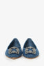 Manolo Blahnik Blue Woven Hangisi Crystal Flat Size 36.5