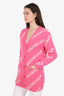 Balenciaga Pink Wool Logo All Over Cardigan Size XS