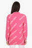 Balenciaga Pink Wool Logo All Over Cardigan Size XS