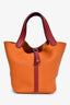 Hermes 2016 Orange Clemence Rouge Swift Bicolour Leather Picotin 22