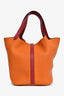 Hermes 2016 Orange Clemence Rouge Swift Bicolour Leather Picotin 22