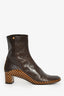 Louis Vuitton 2004 Brown Leather Checkered Ankle Boots Size 37