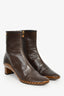 Louis Vuitton 2004 Brown Leather Checkered Ankle Boots Size 37
