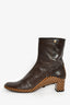 Louis Vuitton 2004 Brown Leather Checkered Ankle Boots Size 37
