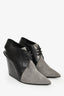 Christian Dior Black Leather/Grey Suede Tie Wedges Size 36