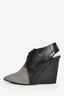 Christian Dior Black Leather/Grey Suede Tie Wedges Size 36