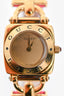Gucci Vintage Gold Tone Metal/Pink Lizard Embossed Strap Watch