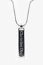 Christian Dior Silver Tone Metal Logo Plaque Pendant Necklace